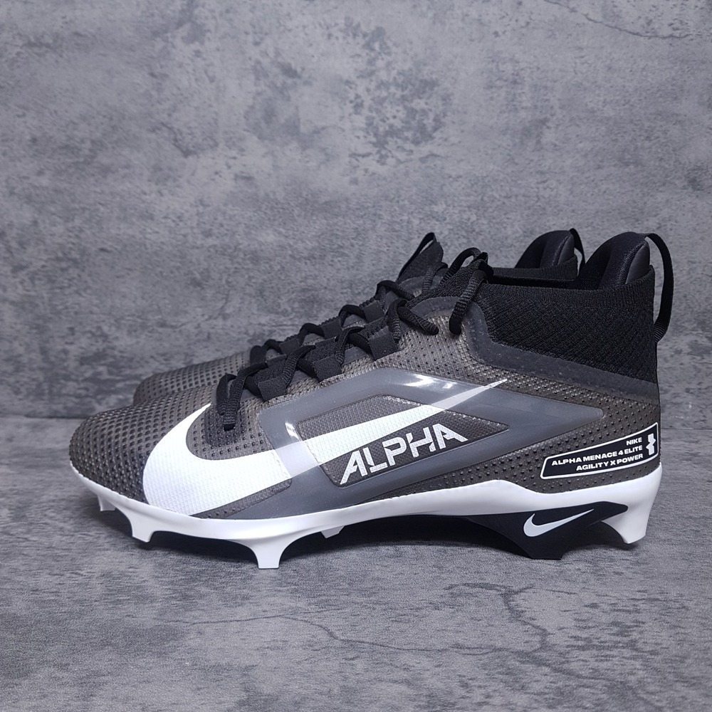NIKE Alpha Menace 4 Elite Football Cleats Mens 12 Black White IB2516-001